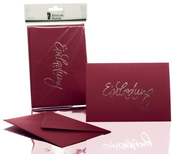 Briefkarte Einladung B6 HD, 5 Karten 5 Umschläge, rosso
