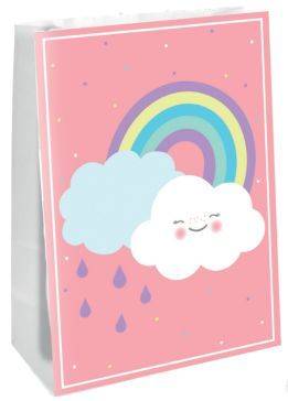 Partytüte 4ST mit Sticker EGENBOGEN & WOLKE 9904305