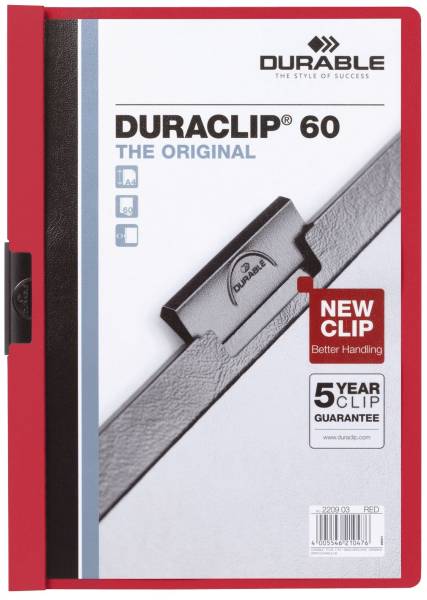 DURABLE Klemmmappe Duraclip A4 rot 2209 03 60 Blatt