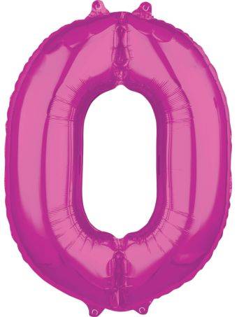 Folienballon Zahl 0 rosa
