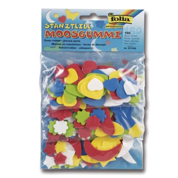 Moosgummi Stanzteile "Herzen, Mond & Sterne, Blumen & Schmetterlinge" 150 Stück, sortiert