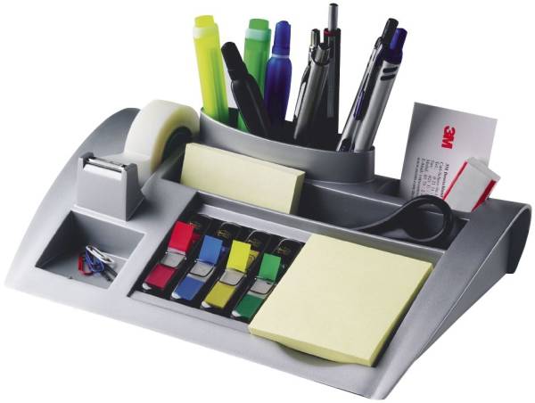 Schreibtischorganizer silber metallic befüllt