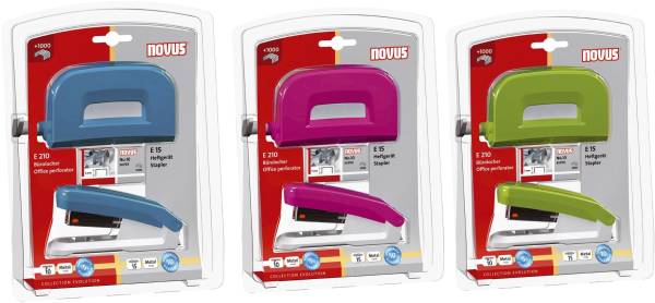 NOVUS Heftgerät E15 + Locher E210 sort. 020-1877