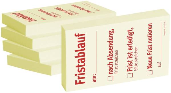 Bedruckte Haftnotizen Text: Fristablauf am