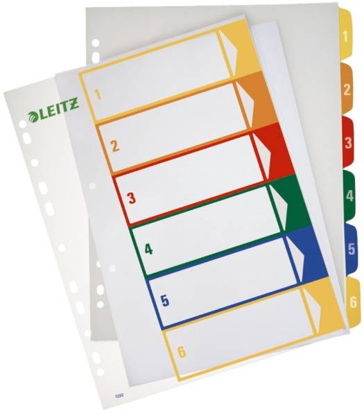 LEITZ Register A4 1-6 tra fbg.Tabs 1292-00-00 Plastik überbr.