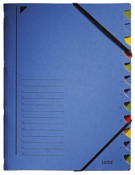 3912 Ordnungsmappe, 12 Fächer, Colorspankarton, blau