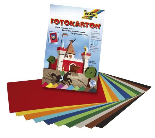 Fotokartonblock 22 x 33 cm, 300 g qm, farbig sortiert, Block mit 10 Blatt