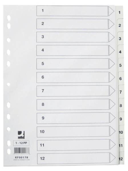 Zahlenregister 1 12, PP, A4, 12 Blatt, weiß