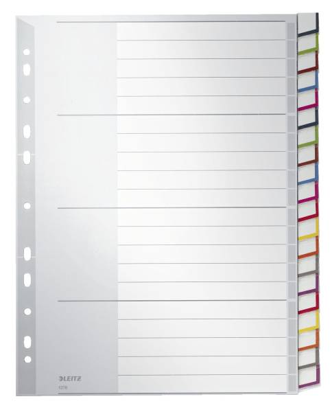 LEITZ Register Plastik A4 blanco 20tlg. grau 1278-00-00 Taben mit Farbrand