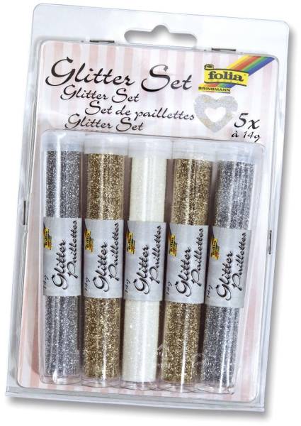 Glitterset farbig sortiert, 5 Stück à 14g