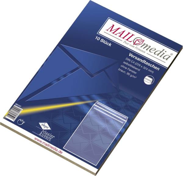 Versandtaschen Recycling C4 , ohne Fenster, selbstklebend, 90 g qm, braun, 10 Stück