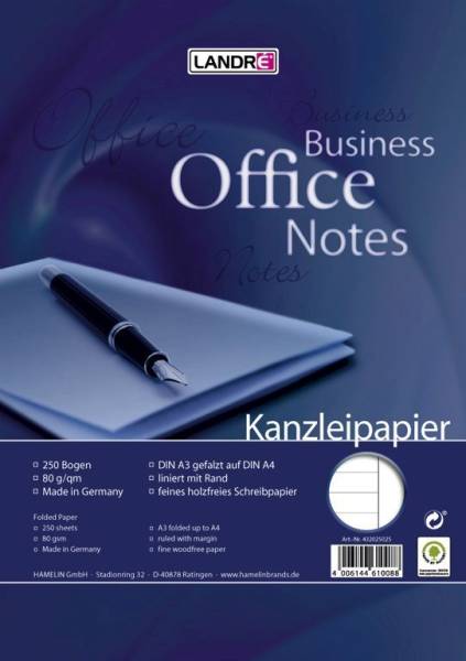 LANDRE Kanzleipapier A3 auf A4 lin.Rd 100050622 250Bg