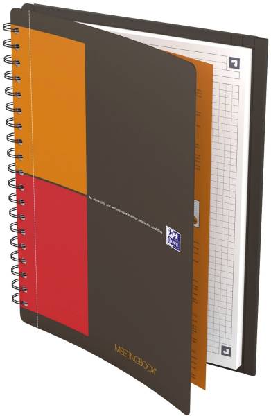 Meetingbook Connect 2:1 Collegeblock und Gummizugmappe, B5, kariert, 80 Blatt, 4 Eckmarkierungen zum