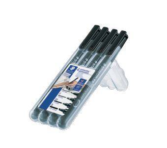 STAEDTLER Folienstift Lumocolor 4ST schwarz 31-9WP4GS sortierte Breiten