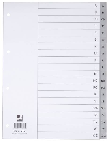 Register A Z, PP, mit Index, A4, 20 Blatt, grau