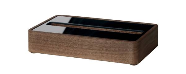 Visitenkarten Aufsteller Walnuss Holz Acryl, 30 Karten max 90 x 60 mm
