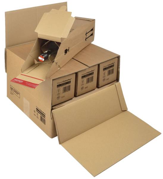 Flaschenkarton mit Selbstklebeverschluss für 3 oder 6 Flaschen
