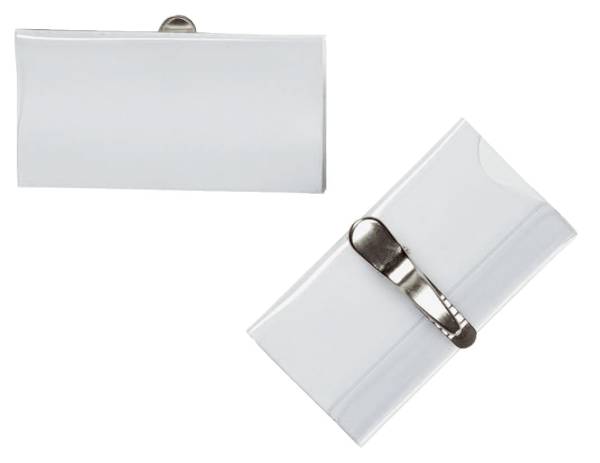 Namensschilder mit Krokoklemme, 75 x 40 mm