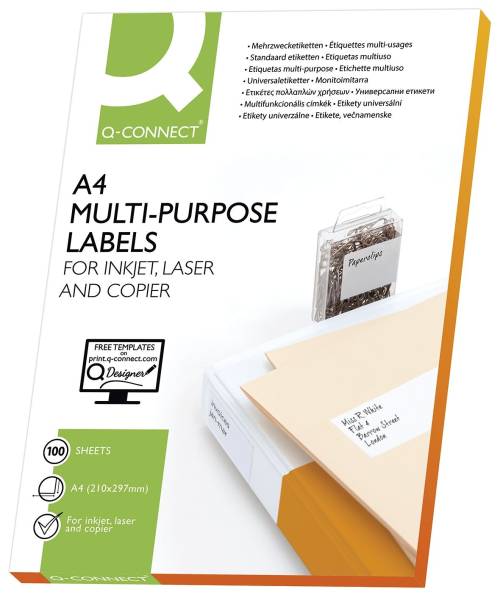 Inkjet+Laser+Kopier Etiketten 210,0x297,0 mm, weiß, 100 Stück 100