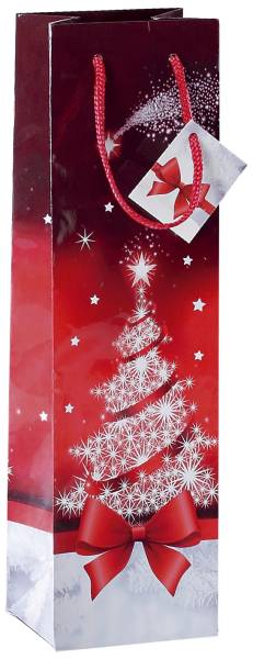 SIGEL Weihn.Flaschentragetasche 10x35x8cm GT024 Bottle Sparkling Tree