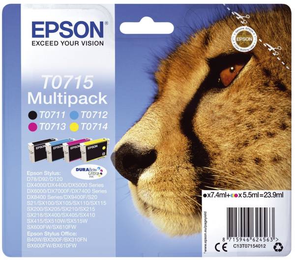 EPSON Inkjetpatrone sw,c,m,y 4ST C13T07154012 Multipack
