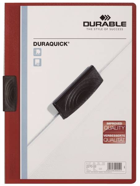 Klemm Mappe DURAQUICK Weich Hartfolie, 20 Blatt, transparent rot®