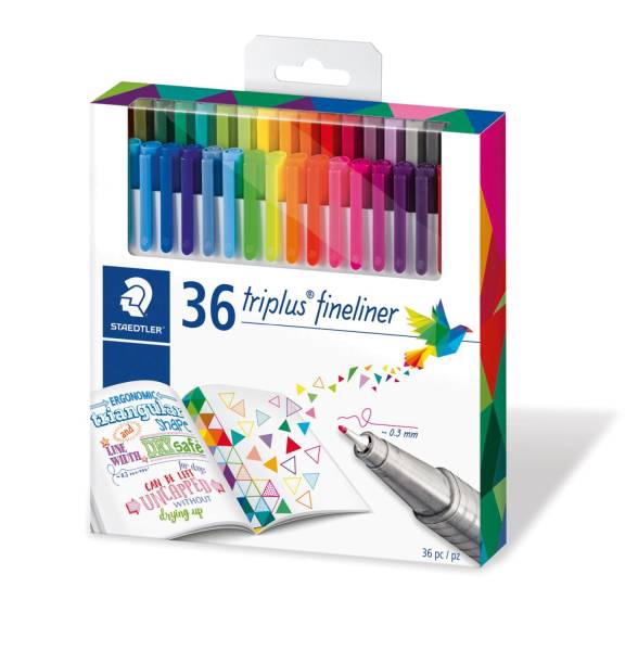 Feinschreiber triplus 0,3 mm, Kartonschachtel, 36 Farben®