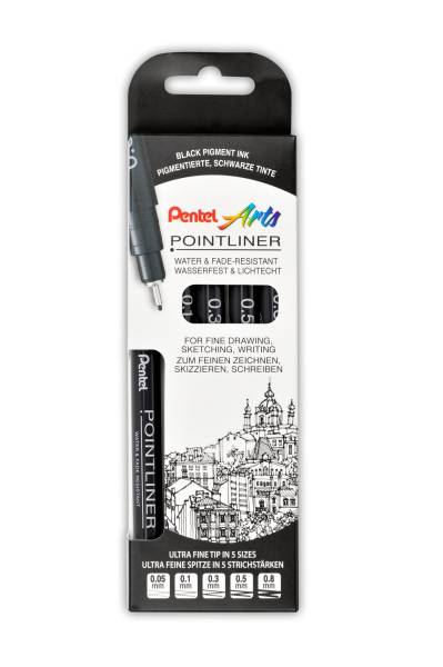 PENTEL Finelineretui 5ST permanent schwarz S20P-5