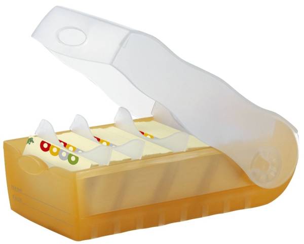 Karteibox CROCO, DIN A7, für 900 Karten, incl 5 Stützplatten, orange transl