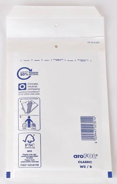 Luftpolstertaschen Nr 2, 120x215 mm, weiß, 10 Stück