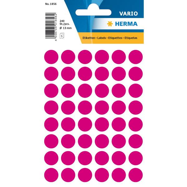 1856 Vielzwecketiketten pink, Ø 13 mm, matt, 240 Stück