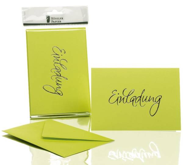 Briefkarte Einladung B6 HD, 5 Karten 5 Umschläge, maigrün