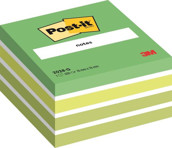 POST-IT Haftnotizblock Würfel pastellgrün 2028G 76x76mm 450Bl