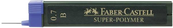 Feinmine SUPER POLYMER, 0,7 mm, B, tiefschwarz, 12 Minen