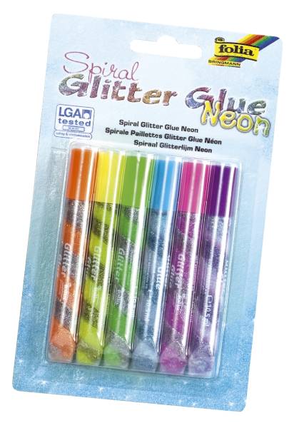 FOLIA Glitterglue 6ST sort. neon 576 10,5ml Spirale