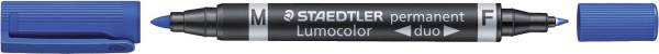 Permanentmarker Lumocolor duo nachfüllbar, 0,6 mm und 1,5 mm, blau®