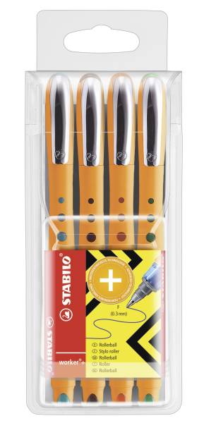 STABILO Rollerball Bionic Worker+ fine Etui 4 St 2016/4 0.3mm 4 Farben
