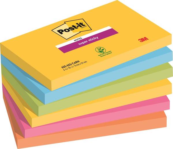 POST-IT Haftnotizblock 6x90BL 127x76mm 6556SR SuperSticky