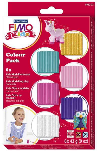 Modelliermasse FIMO Kids Materialpackung girlie, Kunststoff, 6 x 42 g®