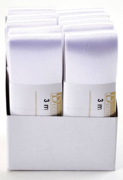 GOLDINA Doppelsatinband 40mmx3m weiss 1172040011003
