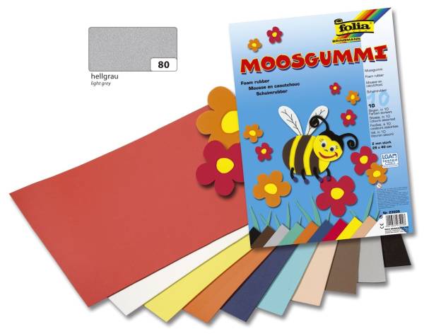 Moosgummi 29 x 40 cm, hellgrau