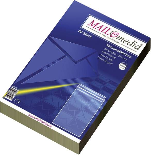 Versandtaschen Recycling C4 , ohne Fenster, selbstklebend, 90 g qm, braun, 50 Stück
