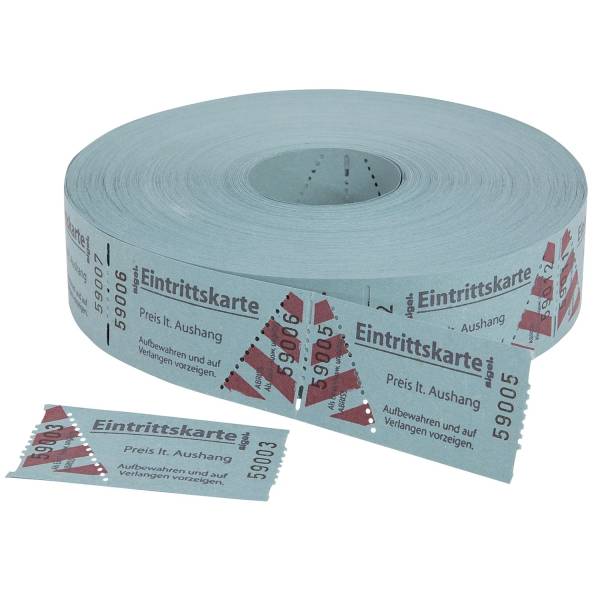 Eintrittskarten in Rollen, blau, fortlaufend nummeriert, 60x30 mm, 1000 Stück