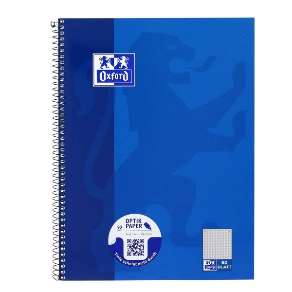 Collegeblock Schule, Optik Paper 90 g qm, A4+, kariert, 80 Blatt, Rand links, perforiert, 4 fach Loc
