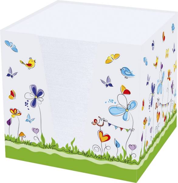 Notizklotz "Schmetterlinge" 900 Blatt, 70 g qm, weiß, 95 x 95 x 95 mm