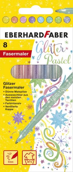 EBERHARD FABER Fasermaler 8ST Glitter Pastell sortiert 551009