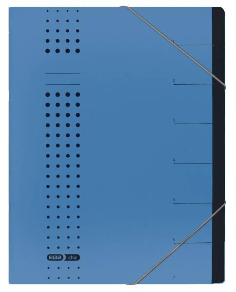 Ordnungsmappe chic 7 Fächer, A4, Karton (RC), 450 g qm, blau