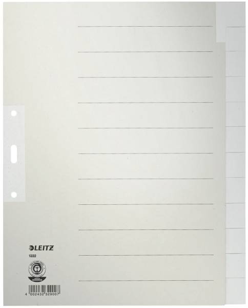 1222 Register Tauenpapier, blanko, A4 Überbreite, 12 Blatt, grau