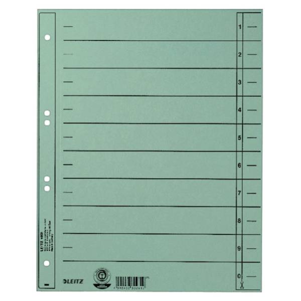 LEITZ Trennblatt A4 hellblau ungeöst 1658-00-30 100ST durchgefärbt