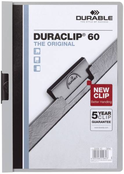 DURABLE Klemmmappe Duraclip A4 grau 2209 10 60 Blatt